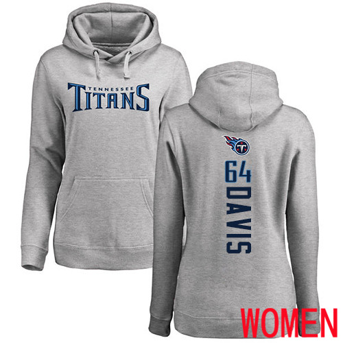 Tennessee Titans Ash Women Nate Davis Backer NFL Football 64 Pullover Hoodie Sweatshirts